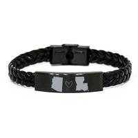 Load image into Gallery viewer, Arizona and Louisiana Bracelet Long Distance Gift Men Women Him Her Relationships Black Leather Bracelet – front view
