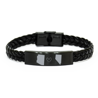 Load image into Gallery viewer, Arizona and Nevada Bracelet Long Distance Gift Men Women Him Her Relationships Black Leather Bracelet – front view
