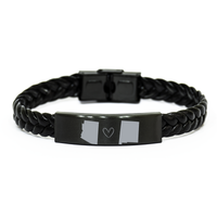 Load image into Gallery viewer, Arizona and New Mexico Bracelet Long Distance Gift Men Women Him Her Relationships Black Leather Bracelet – front view
