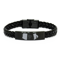 Load image into Gallery viewer, Arizona and Rhode Island Bracelet Long Distance Gift Men Women Him Her Relationships Black Leather Bracelet – front view
