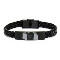Load image into Gallery viewer, Arizona and Utah Bracelet Long Distance Gift Men Women Him Her Relationships Black Leather Bracelet – front view
