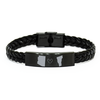 Load image into Gallery viewer, Arizona and Vermont Bracelet Long Distance Gift Men Women Him Her Relationships Black Leather Bracelet – front view
