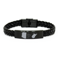 Load image into Gallery viewer, Arizona and West Virginia Bracelet Long Distance Gift Men Women Him Her Relationships Black Leather Bracelet – front view
