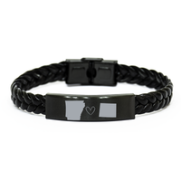 Load image into Gallery viewer, Arkansas and Colorado Bracelet Long Distance Gift Men Women Him Her Relationships Black Leather Bracelet – front view
