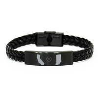 Load image into Gallery viewer, California and Indiana Bracelet Long Distance Gift Men Women Him Her Relationships Black Leather Bracelet – front view
