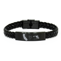 Load image into Gallery viewer, California and Maryland Bracelet Long Distance Gift Men Women Him Her Relationships Black Leather Bracelet – front view
