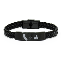 Load image into Gallery viewer, California and New York Bracelet Long Distance Gift Men Women Him Her Relationships Black Leather Bracelet – front view

