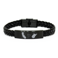 Load image into Gallery viewer, California and West Virginia Bracelet Long Distance Gift Men Women Him Her Relationships Black Leather Bracelet – front view
