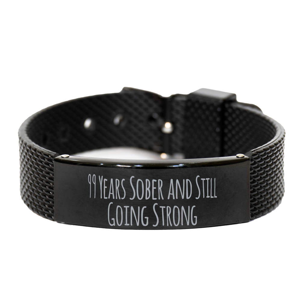 99 Years Sober Gift for Women Men 99 Years Sober and Still Going Strong Bracelet – front view