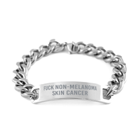 Load image into Gallery viewer, Fuck Non Melanoma Skin Cancer Cancer Bracelet Cuban Link Stainless Steel Bracelet – front view
