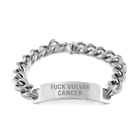 Load image into Gallery viewer, Fuck Vulvar Cancer Cancer Bracelet Cuban Link Stainless Steel Bracelet – front view

