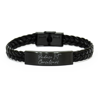 Load image into Gallery viewer, Badass IT Consultant Gift for Her Women Braided Bracelet Funny Coworker Jewelry Him Men – front view
