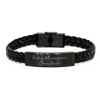 Load image into Gallery viewer, Badass Management Consultant Gift for Her Women Braided Bracelet Funny Coworker Jewelry Him Men – front view
