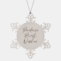 Load image into Gallery viewer, Badass Birth Nephew Ornament Snowflake Ornament – front view
