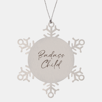 Load image into Gallery viewer, Badass Child Ornament Snowflake Ornament – front view
