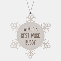Load image into Gallery viewer, World's Best Work Buddy Ornament Christmas Gift Snowflake Ornament – front view
