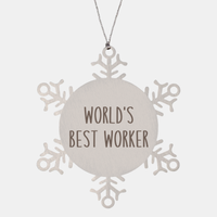Load image into Gallery viewer, World's Best Worker Ornament Christmas Gift Snowflake Ornament – front view
