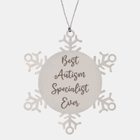 Load image into Gallery viewer, Best Autism Specialist Ever Ornament, Christmas Gift for Him Her, Stainless Steel Snowflake Ornament – front view
