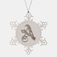 Load image into Gallery viewer, Personalized Initial A Ornament for Him Letter A Monogram Gift Alphabet Name Stainless Steel Snowflake Christmas Women – front view
