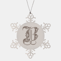 Load image into Gallery viewer, Personalized Initial B Ornament for Him Letter B Monogram Gift Alphabet Name Stainless Steel Snowflake Christmas Women – front view
