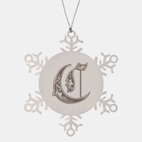 Load image into Gallery viewer, Personalized Initial C Ornament for Him Letter C Monogram Gift Alphabet Name Stainless Steel Snowflake Christmas Women – front view
