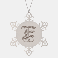 Load image into Gallery viewer, Personalized Initial E Ornament for Him Letter E Monogram Gift Alphabet Name Stainless Steel Snowflake Christmas Women – front view
