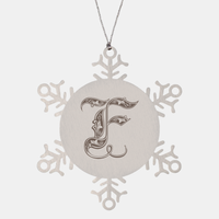 Load image into Gallery viewer, Personalized Initial F Ornament for Him Letter F Monogram Gift Alphabet Name Stainless Steel Snowflake Christmas Women – front view
