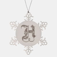 Load image into Gallery viewer, Personalized Initial H Ornament for Him Letter H Monogram Gift Alphabet Name Stainless Steel Snowflake Christmas Women – front view
