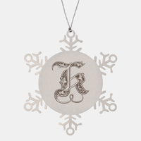 Load image into Gallery viewer, Personalized Initial K Ornament for Him Letter K Monogram Gift Alphabet Name Stainless Steel Snowflake Christmas Women – front view
