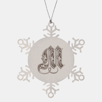 Load image into Gallery viewer, Personalized Initial M Ornament for Him Letter M Monogram Gift Alphabet Name Stainless Steel Snowflake Christmas Women – front view

