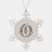 Load image into Gallery viewer, Personalized Initial O Ornament for Him Letter O Monogram Gift Alphabet Name Stainless Steel Snowflake Christmas Women – front view
