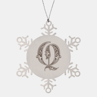 Load image into Gallery viewer, Personalized Initial Q Ornament for Him Letter Q Monogram Gift Alphabet Name Stainless Steel Snowflake Christmas Women – front view
