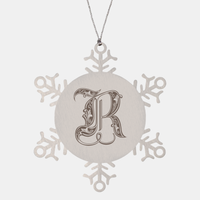 Load image into Gallery viewer, Personalized Initial R Ornament for Him Letter R Monogram Gift Alphabet Name Stainless Steel Snowflake Christmas Women – front view
