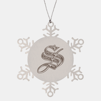 Load image into Gallery viewer, Personalized Initial S Ornament for Him Letter S Monogram Gift Alphabet Name Stainless Steel Snowflake Christmas Women – front view
