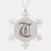 Load image into Gallery viewer, Personalized Initial T Ornament for Him Letter T Monogram Gift Alphabet Name Stainless Steel Snowflake Christmas Women – front view
