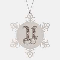 Load image into Gallery viewer, Personalized Initial U Ornament for Him Letter U Monogram Gift Alphabet Name Stainless Steel Snowflake Christmas Women – front view
