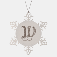 Load image into Gallery viewer, Personalized Initial W Ornament for Him Letter W Monogram Gift Alphabet Name Stainless Steel Snowflake Christmas Women – front view
