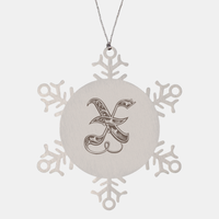 Load image into Gallery viewer, Personalized Initial X Ornament for Him Letter X Monogram Gift Alphabet Name Stainless Steel Snowflake Christmas Women – front view
