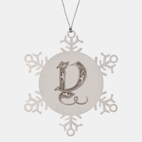Load image into Gallery viewer, Personalized Initial Y Ornament for Him Letter Y Monogram Gift Alphabet Name Stainless Steel Snowflake Christmas Women – front view
