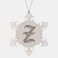 Load image into Gallery viewer, Personalized Initial Z Ornament for Him Letter Z Monogram Gift Alphabet Name Stainless Steel Snowflake Christmas Women – front view
