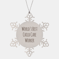Load image into Gallery viewer, Child Care Worker Ornament Christmas Gift Stainless Steel Snowflake Ornament – front view
