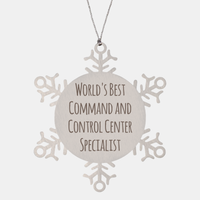 Load image into Gallery viewer, Command and Control Center Specialist Ornament Christmas Gift Stainless Steel Snowflake Ornament – front view

