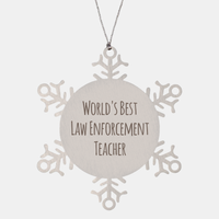 Load image into Gallery viewer, Law Enforcement Teacher Ornament Christmas Gift Stainless Steel Snowflake Ornament – front view

