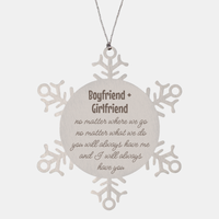 Load image into Gallery viewer, Boyfriend and Girlfriend Christmas Ornament Gift Stainless Steel Snowflake Ornament – front view
