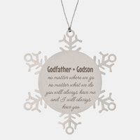Load image into Gallery viewer, Godfather and Godson Christmas Ornament Gift Stainless Steel Snowflake Ornament – front view
