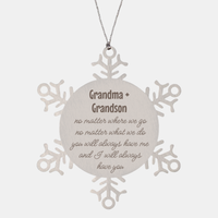 Load image into Gallery viewer, Grandma and Grandson Christmas Ornament Gift Stainless Steel Snowflake Ornament – front view
