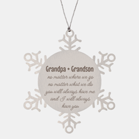 Load image into Gallery viewer, Grandpa and Grandson Christmas Ornament Gift Stainless Steel Snowflake Ornament – front view
