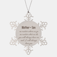 Load image into Gallery viewer, Mother and Son Christmas Ornament Gift Stainless Steel Snowflake Ornament – front view
