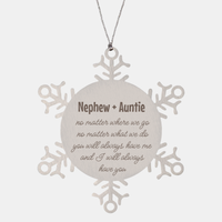 Load image into Gallery viewer, Nephew and Auntie Christmas Ornament Gift Stainless Steel Snowflake Ornament – front view
