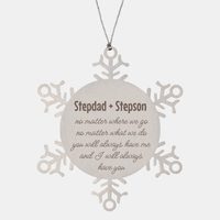 Load image into Gallery viewer, Stepdad and Stepson Christmas Ornament Gift Stainless Steel Snowflake Ornament – front view
